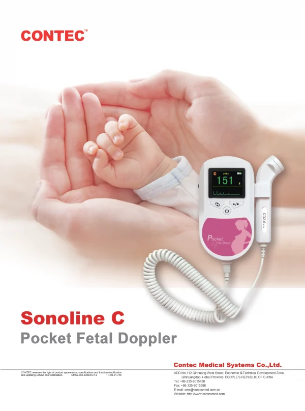 Фетален доплер, професионален CONTEC Baby Монитор LCD A+ 3Mhz, доплер, уред за проследяване на пулса при бременност, Фетален доплер - Image 5
