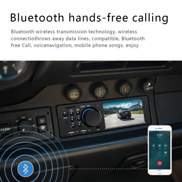 Мултимедия плеър за кола, радио Bluetooth, с два USB входа, блутут автомобилен плеър с екран за Автомобил, Блутут авто касетофон, музика, MP3, единичен дин - Image 5