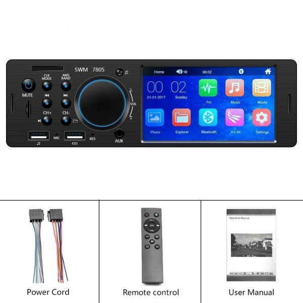 Мултимедия плеър за кола, радио Bluetooth, с два USB входа, блутут автомобилен плеър с екран за Автомобил, Блутут авто касетофон, музика, MP3, единичен дин - Image 8
