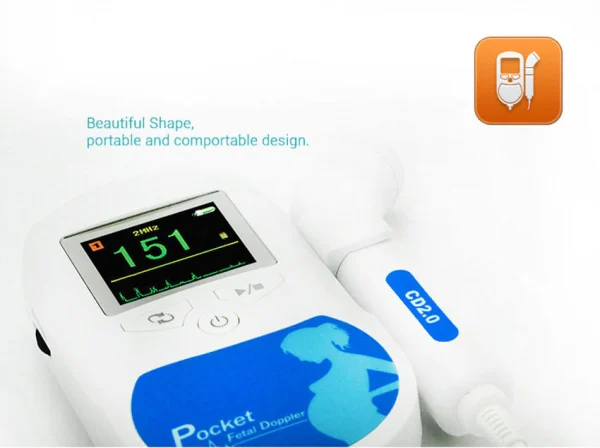 Фетален доплер, професионален CONTEC Baby Монитор LCD A+ 3Mhz, доплер, уред за проследяване на пулса при бременност, Фетален доплер - Image 6
