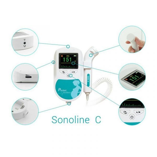 Фетален доплер, професионален CONTEC Baby Монитор LCD A+ 3Mhz, доплер, уред за проследяване на пулса при бременност, Фетален доплер - Image 10