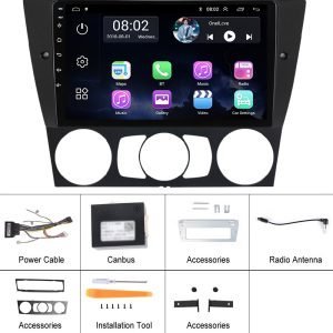 Мултимедия Android, за BMW E90, E91, E92, E93, Андроид Auto, Навигация, BMW 3, Carplay, Waze, 2DIN плеър, дисплей, екран 9″, 2005, 2006, 2007, 2008, 2009, 2010, 2011, 2012 година