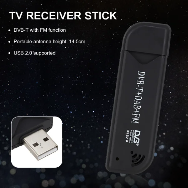 ТВ тунер за цифрова телевизия, цифров TV тунер за лаптоп, компютър, антена, USB, DVB-T, DVB-T2, DAB FM радио - Image 6