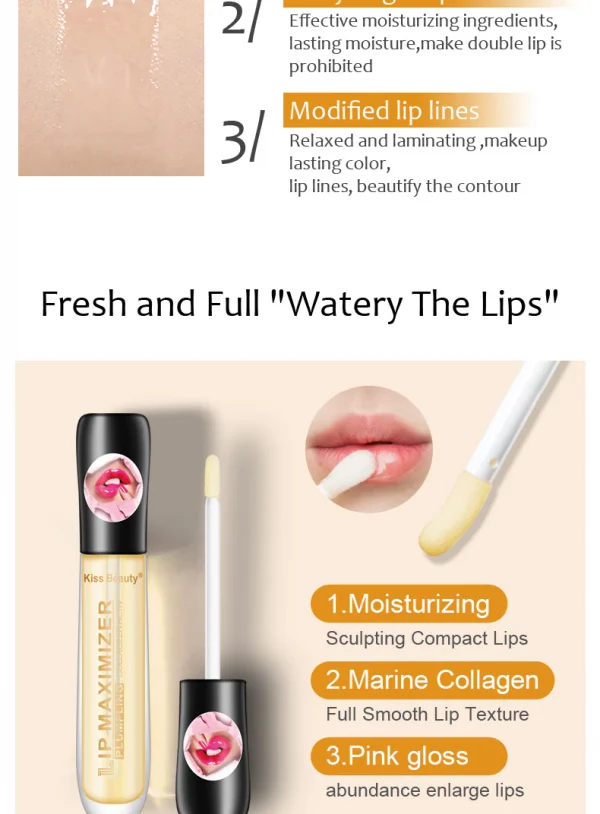 LipMaximizer с морски колаген, течен хиалурон за устни, витамин Е, мед - Image 2