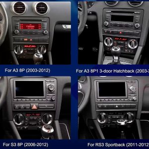 Мултимедия Двоен дин за Audi A3 S3 8P RS3 Андроид 2 Дин навигация плеър Android Ауди А3 2DIN 2003 2004 2005 2006 2007 2008 2009 2010 2011 2012 година