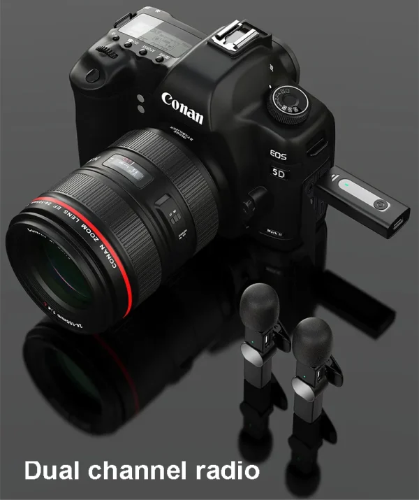 Микрофон за смартфон, безжичен микрофон, за Фотоапарат, за камера, Безжичен петличен микрофон, DSLR камера, лаптоп, компютър, 3.5mm, за Android, за IPhone, с букса 3.5мм, жак 3.5 мм - Image 11