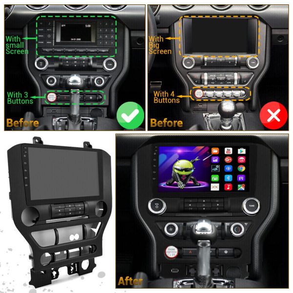 Мултимедия, Двоен дин, за Ford Mustang, Навигация, за Ford, din, плеър, Android, Форд Мустанг, Ford Mustang 2015, 2016, 2017, 2018, 2019, 2020 година - Image 3