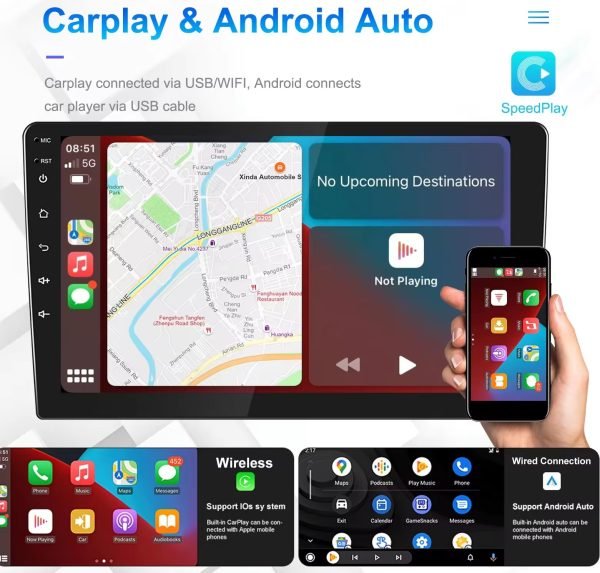 Мултимедия, за кола, автомобил, с Android плеър, 2 DIN, двоен дин, навигация, Android Auto, Car play 2+64 GB, 10 инча, навигация, универсална 10" - Image 4