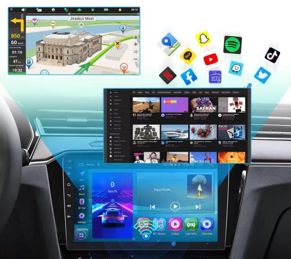 Мултимедия, за кола, автомобил, с Android плеър, 2 DIN, двоен дин, навигация, Android Auto, Car play 2+64 GB, 10 инча, навигация, универсална 10" - Image 3