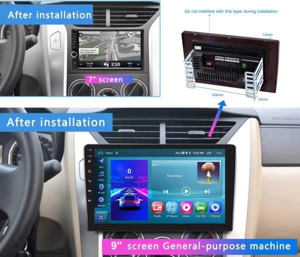 Мултимедия, за кола, автомобил, с Android плеър, 2 DIN, двоен дин, навигация, Android Auto, Car play 2+64 GB, 10 инча, навигация, универсална 10" - Image 2
