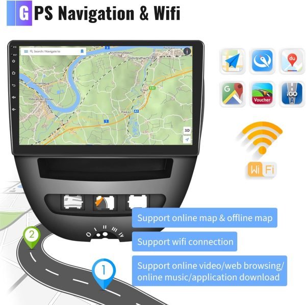 Мултимедия, навигация, за Toyota Aygo, PEUGEOT 107, Citroen C1, Carplay, Android Auto, Waze, Андроид, 10 инча, 2 DIN, 2004-2014 година - Image 4