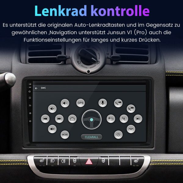 Мултимедия за Mercedes-Benz Smart Fortwo W451, Forfour W454, Навигация, за Smart, Carplay, Android Auto, Waze, двоен дин, екран 9 инча, 2005, 2006, 2007, 2008, 2009, 2010 година - Image 8