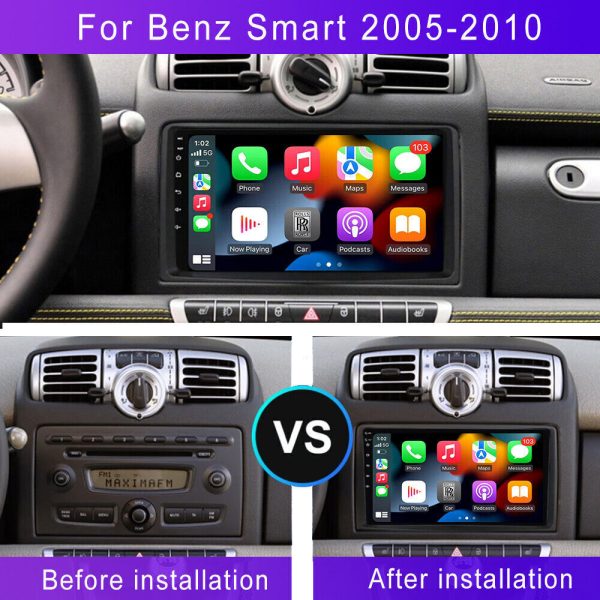 Мултимедия за Mercedes-Benz Smart Fortwo W451, Forfour W454, Навигация, за Smart, Carplay, Android Auto, Waze, двоен дин, екран 9 инча, 2005, 2006, 2007, 2008, 2009, 2010 година - Image 7