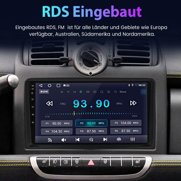 Мултимедия за Mercedes-Benz Smart Fortwo W451, Forfour W454, Навигация, за Smart, Carplay, Android Auto, Waze, двоен дин, екран 9 инча, 2005, 2006, 2007, 2008, 2009, 2010 година - Image 5