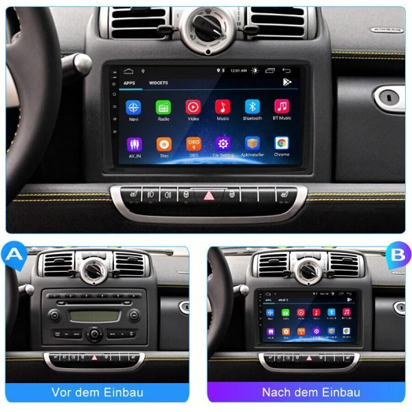 Мултимедия за Mercedes-Benz Smart Fortwo W451, Forfour W454, Навигация, за Smart, Carplay, Android Auto, Waze, двоен дин, екран 9 инча, 2005, 2006, 2007, 2008, 2009, 2010 година - Image 3