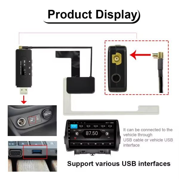 Автомобилен DAB+ FM, антена, радио приемник, Android мултимедия, за кола, Тунер, USB, DAB, GPS, FM - Image 4