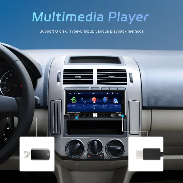 Мултимедия, плеър, Carplay, Android Auto, единичен дин, навигация, за кола, камера, автомобил, 1DIN - Image 13