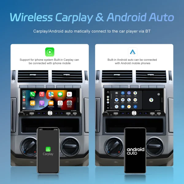 Мултимедия, плеър, Carplay, Android Auto, единичен дин, навигация, за кола, камера, автомобил, 1DIN - Image 12