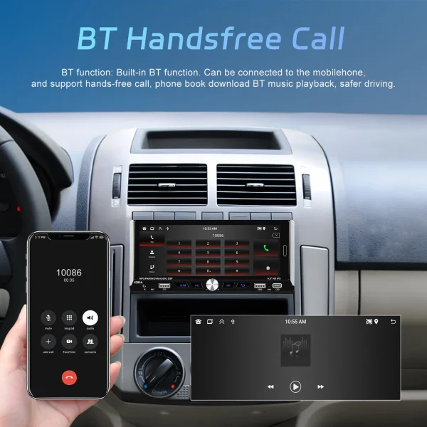 Мултимедия, плеър, Carplay, Android Auto, единичен дин, навигация, за кола, камера, автомобил, 1DIN - Image 16