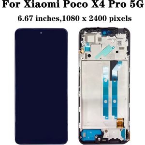 Дисплей за Xiaomi Poco X4 Pro, 5G, 2201116PG, LCD, тъч скрийн, с рамка, дисплей, тъч, 6.67 инча, LED екран