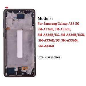 Дисплей за Samsung Galaxy A33, 5G, A336, тъч скрийн, с рамка, екран, тъчскрийн, 6.4”, A336B, A336U, A336E
