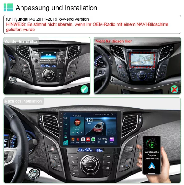 Мултимедия за Hyundai i40, навигация, Android, двоен дин, плеър, Hyundai i40, екран Андроид, 2010, 2011, 2012, 2013, 2014, 2015, 2016, 2017, 2018, 2019, година - Image 2