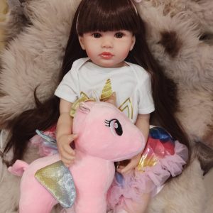 Реборн бебе кукла Еднорог, Reborn baby doll, Реалистична винил кукла. Преродено бебе играчка 55 см.