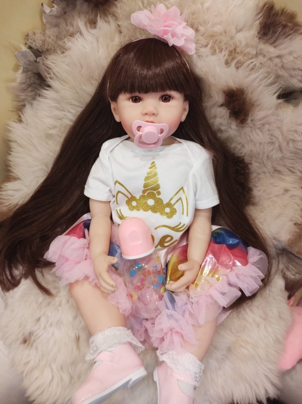 Реборн бебе кукла Еднорог, Reborn baby doll, Реалистична винил кукла. Преродено бебе играчка 55 см. - Image 3