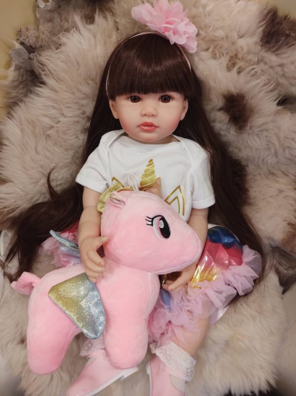 Реборн бебе кукла Еднорог, Reborn baby doll, Реалистична винил кукла. Преродено бебе играчка 55 см.