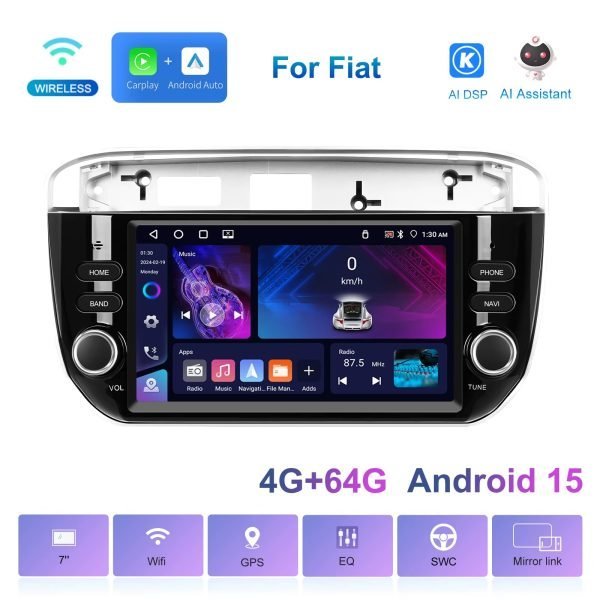 Мултимедия за Fiat Punto, Android, Фиат Пунто, Навигация, Двоен дин, дисплей, Андроид плеър, 2012-2016