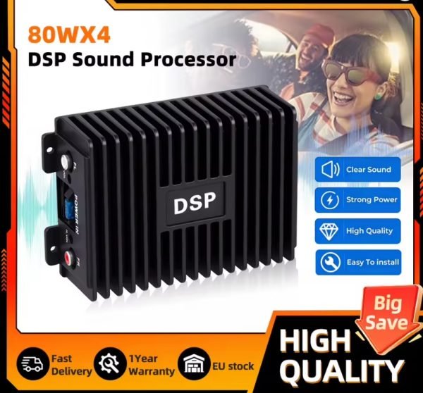 Автомобилен DSP усилвател 4 канала 4×80W за Android мултимедия и плеър, стъпало за кола, автомобил