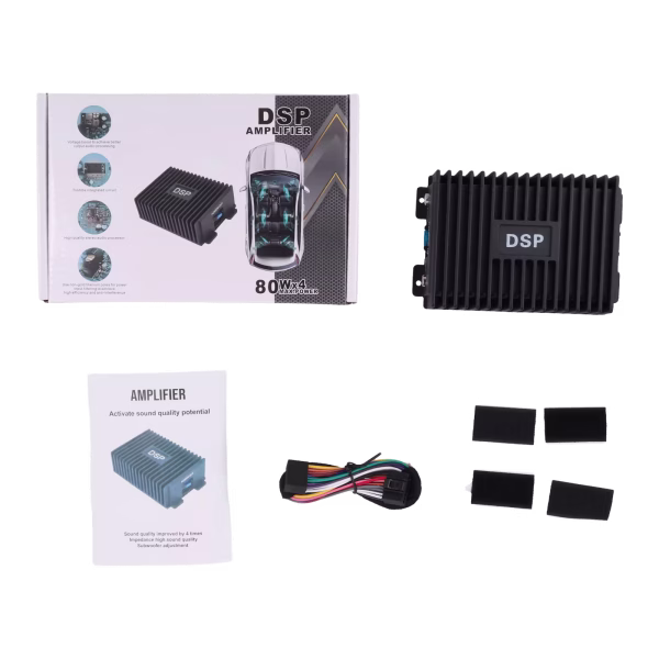 Автомобилен DSP усилвател 4 канала 4×80W за Android мултимедия и плеър, стъпало за кола, автомобил - Image 2