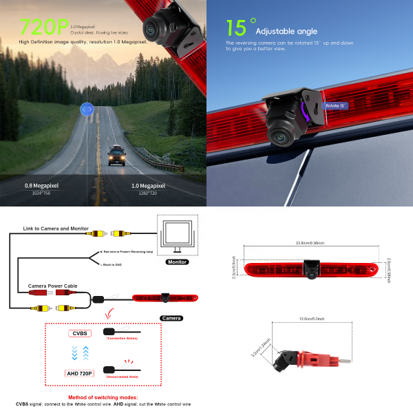 Камера за заден ход в трети стоп Peugeot Partner 2008-2016, Citroen Berlingo 2008-2019 задно виждане - Image 7